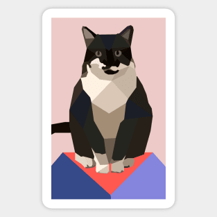 Black and White Geometric Cat Sticker